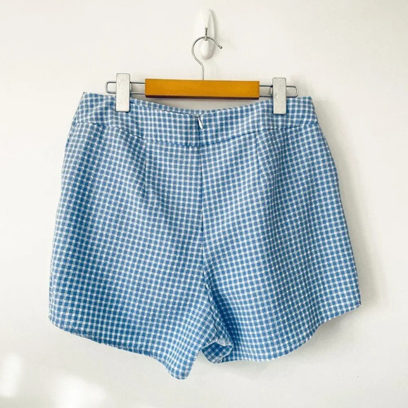 Zara Textured Gingham Split Skirt Blue White  Size Medium - Picture 6 of 9
